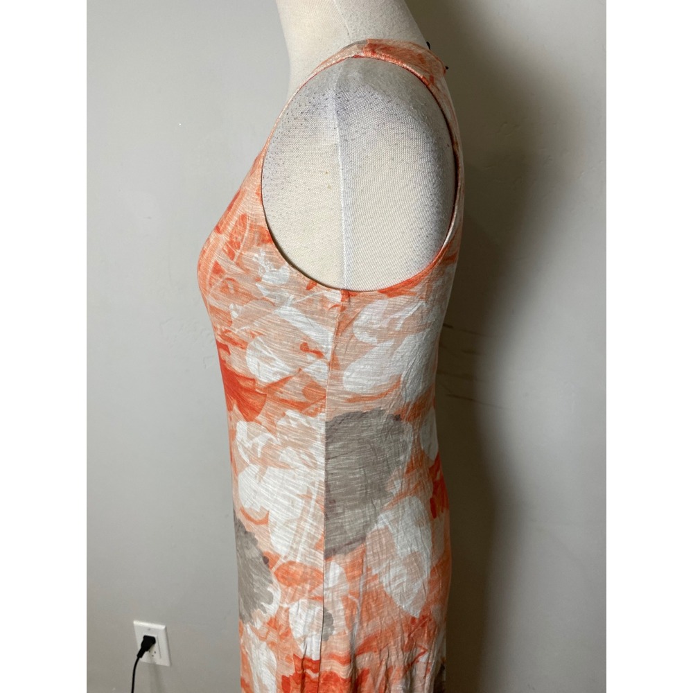 Tommy Bahama Orange Tropical Floral Slub Knit V-Neck Maxi Dress Small S/P - Picture 5 of 6